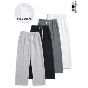 Unisex solid-color drawstring sweatpants (available in packs of four or single items). Free socks included