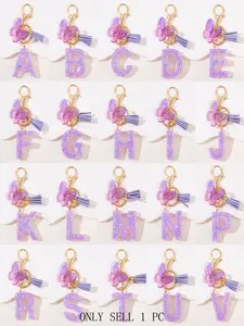1pc/Initial keychain accessory key rings Cute Butterfly & Letter Design Key ring chain Fashionable Tassel Decor Key chain for Women & Girls Perfect Gift for Women Daily Uses Personalized Initials