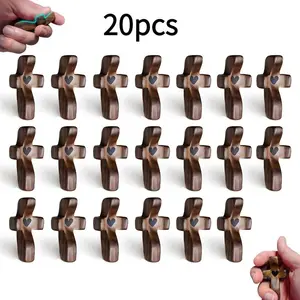 3/5/20 PCS Pocket Wooden Cross, Encouragement Gift, Fingertip Stress Relief Gifts, Stress Relief Decoration, Stress Relief Tool, Christian Prayers For Handheld Use, For Personal Devotion, Family Prayer, Home Office Religious Decor, Stress Relief Accessory