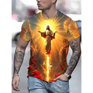 Men's Novel Round Neck Sports 3D Printed Short Sleeve Casual Summer Regular T-shirt