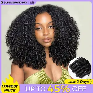 OQ HAIR Burmese Curly Half Wig Full 280% Density 3 In 1 Wear Go Glueless Half Wig Human Hair V Part Wig with Drawstring Spiral End Beginners Friendly #DealsForYouDays