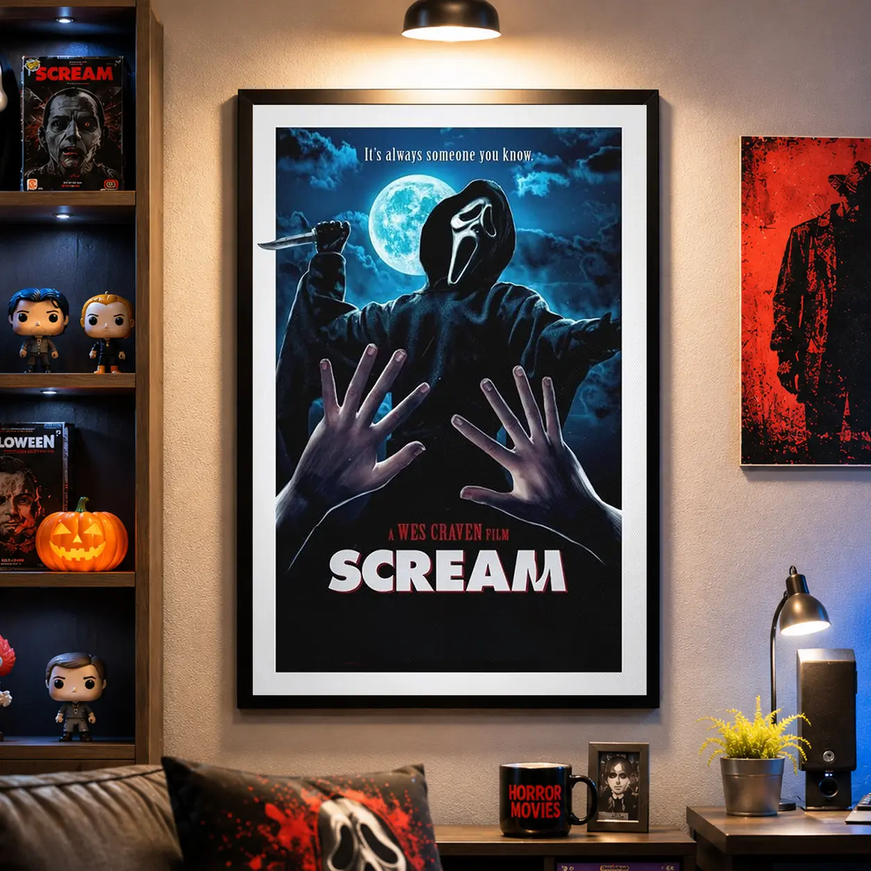 Vintage Scream Movie Decor Poster Canvas Print, Horror Movie Decor, Scream Movie Decor For Dorm Home Bedroom Living Room, Gifts For Sceam Lovers, Horror Helloween Gift