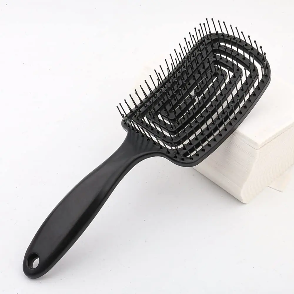Curved Vented Paddle Brush - ABS-Enhanced Black Hair Brush with Vents for Quick Dry, Faster Blow-Drying, Effortless Detangling, Bouncy Blowouts, Straightening Curly Locks, Storage-Friendly, For All Hair Types, Couples, Friends, Festival Use sohochic