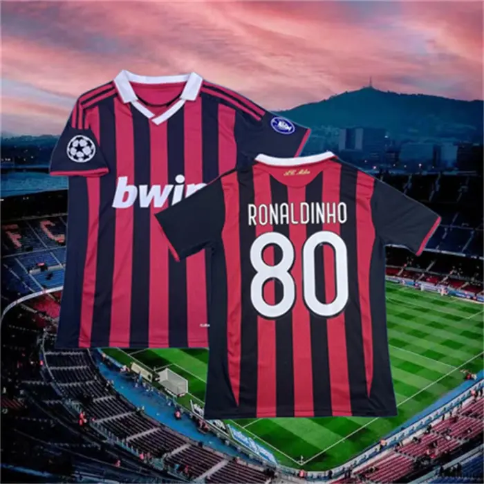 09 10 Home Retro No.80 Ronaldinho Short Sleeve Soccer Jersey