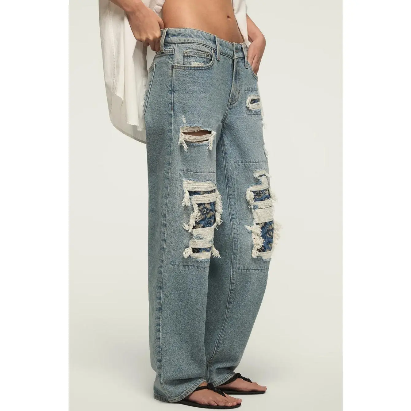 [167395-420] WOMENS LUCKY BRAND LUCKY LEGEND BAGGY - SKIPPING FLOWERS WASH