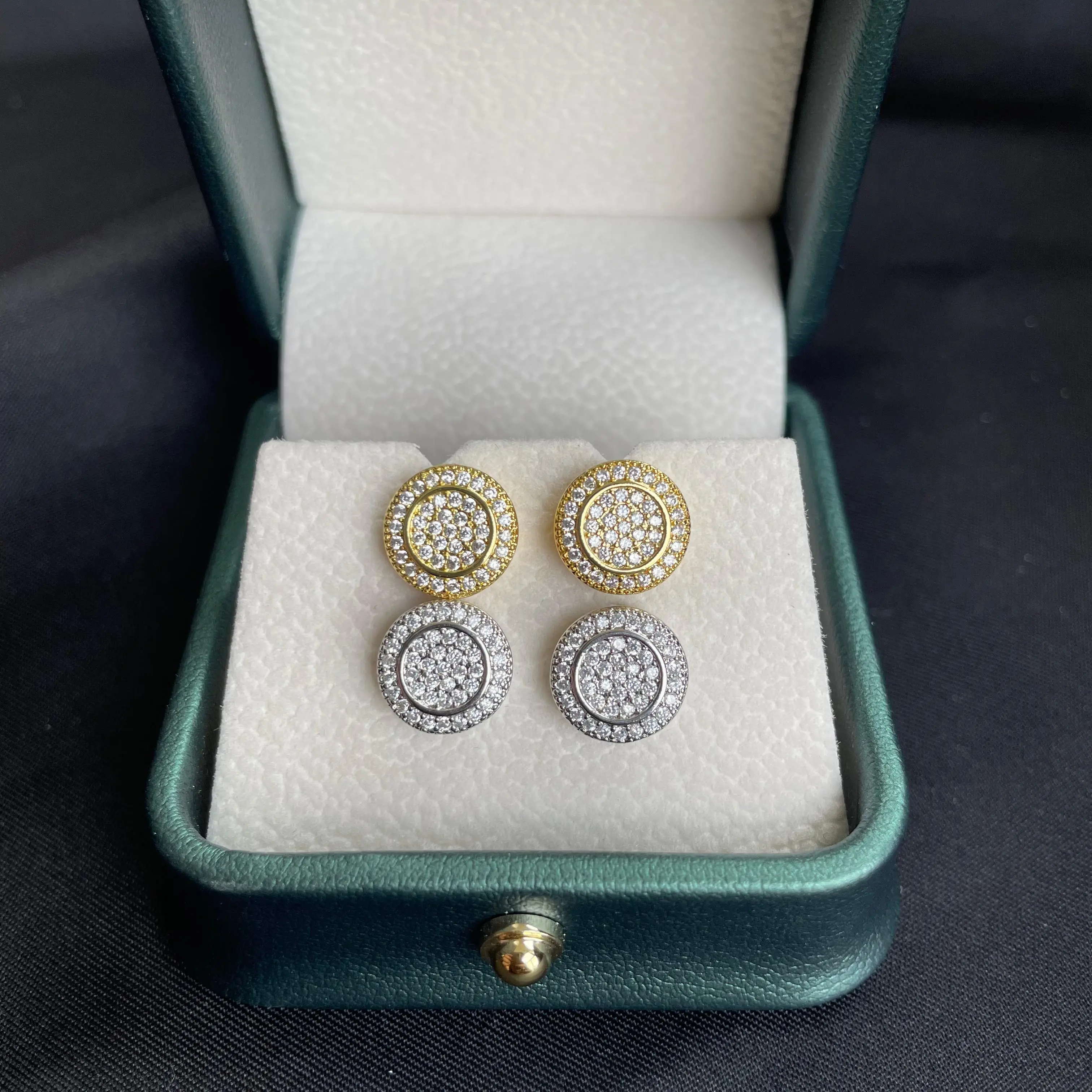 XINCUIYU Spring 2025 Hip Hop Trend Zircon Round Stud Earrings Unisex High-end Luxury Fashion Jewelry Beautiful Birthday Gift Tiktok Shop Store Elegant