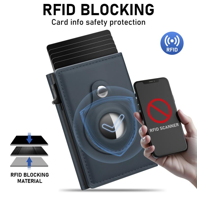 【Mens Gifts】Mens Leather Wallet Card Holder: Pop Up Aluminum Case, Smart, RFID Blocking, Slim, Minimalist - 9-14 Card Capacity | ID Window | Cash Slot Removable Cardholder