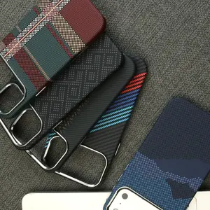 Phone Case — Magnetic Kevlar-Texture Carbon Fiber Full-Matte Protective Case for iPhone 17 16 15 14 13 stylish design,designer case,futuristic tech accessory