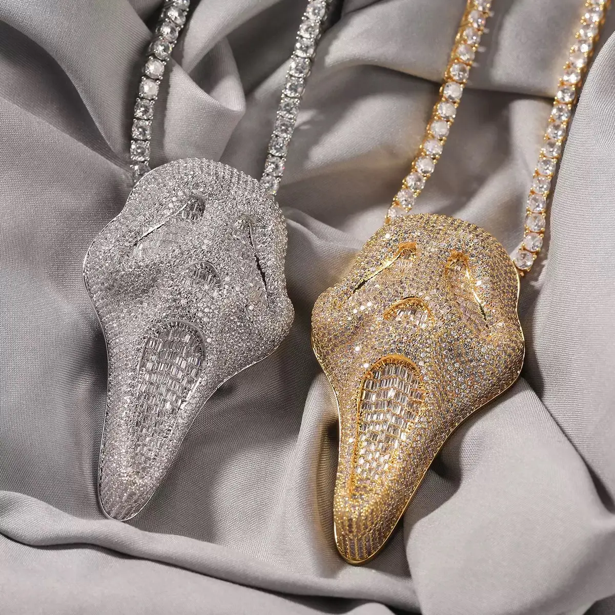 5168 Gold Tone Crying Ghost Pendant | Trend Edgy Hip-hop Layering Jewelry For Youth