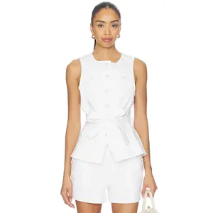 Cinq a Sept White Denim Reenee Vest in White