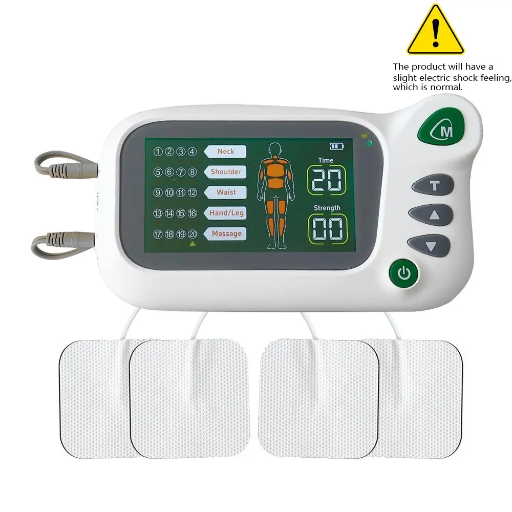 Dual Output 20 Modes Electric EMS Muscle Stimulator Acupuncture Body Massager Tens Unit Digital Therapy Massage Machine 30 Levels Slimming Relax Home Pain Relief Device Pulse Physiotherapy Multifunctional Massager Health Care USB Rechargeable Massagers