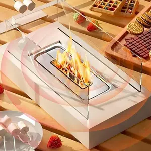 Mini Table Fire Pit, 1 Count Portable Stainless Steel Fireplace, Indoor & Outdoor Camping Rectangular Fire Pit, Kitchen Utensils & Gadgets