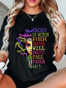 100% Cotton God is Within Her She Will Not Fall Christian Inspirational T-Shirt