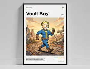 Vault Boy Poster, Classic Fallout Wall Art, Exclusive Video Game Print, High End Gamer Gift, Viral Gaming Decor, Unframed Print Only
