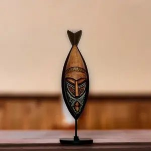 Beaded & Bronzed Wooden African Mask