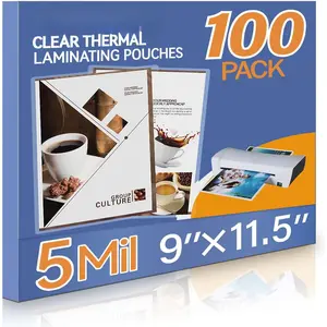 100 Pack Laminating Sheets, Holds 8.5 x 11 Inch Sheets, 5Mil Clear Thermal Laminating Pouches 9 x 11.5 Inch Lamination Sheet Paper for Laminator, Round Corner Letter Size