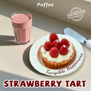 Strawberry Tart Food-grade Silicone Squishy, Creamy Soft Adhesive Toy, Taba Squishy, Happy Game Pinching Bread Toy