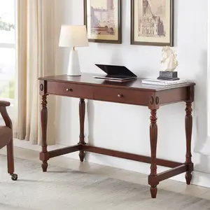 46”Traditional Solid Wood Writing Desk,Computer Desk,Small Secretary Desk with 2 Drawers,Mahogany Desk ,Cherry Wood Writing Table for Home Office,39.4"W Dressers for bedroom,Antique Makeup vanity