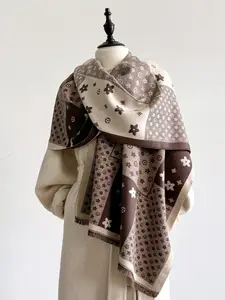 Women's Boho Style Casual Soft Scarf, Patchwork Design Shawl, Lightweight Comfortable Fall & Winter Accessory, Outdoor Activities, Daily Wear