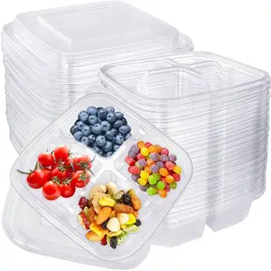 Reusable Snack Box Set, Snack Containers, Portable Four-Compartment Food Storage Container, Ideal for Office & Travel Use, Durable Design
