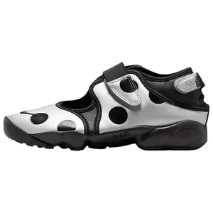 Nike Air Rift 'Polka Dots Black Metallic Silver' Women's Summer Round Toe Velcro Closure Lightweight Cushioned Shoes