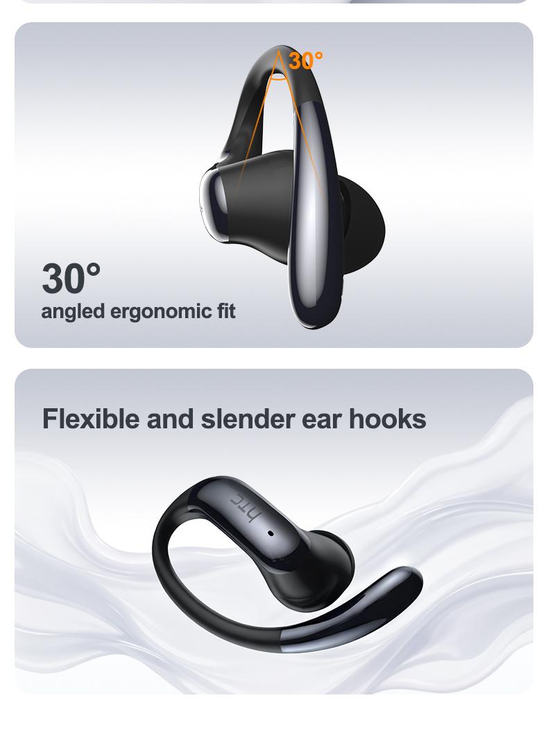 HTC NE63 True Wireless Earbuds Bluetooth 6.0 Earphones, 35 hours of battery life, HiFi Stereo, High Definition Calls, Waterproof Wireless Earphones, Suitable for Office, Sports, Study and Audio Calls, Built in Microphone, Gaming Bluetooth Headphones