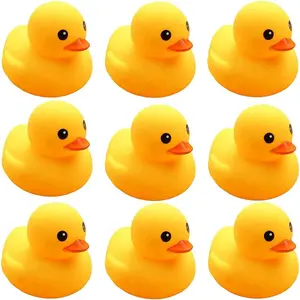 Yellow Rubber Ducks, 10pcs Preschool Bath Toys Bathtub Floating Squeaky Duckies Gift for Baby Shower Infants Kids Toddler Party Decoration