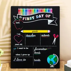 First Day Chalkboard Sign, 14' X 11' Double-Sided Blackboard, Reusable & Customizable, Back to School Board, Colorful Design for Kids, Photo Props