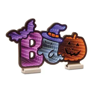 Melrose 53552DS 17 x 10 in. Acrylic UL Plug Halloween Boo Ekkolight, Purple, Orange & Black
