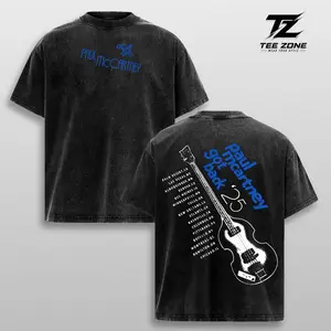 Paul McCartney Got Back Tour 2025 Vintage Washed Oversized Graphic Tee Heavyweight Cotton Classic Rock Concert Shirt Double Sided Streetwear