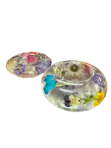 Hand-Cast Real Flower Resin Candle Holder Bowl | Bridal Bouquet Keepsake