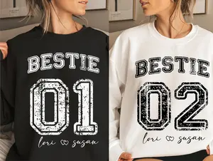 Custom Besties Sweater Hoodie Tshirt, Custom Best Friend Shirt, Gift for Women and Men, Family, Bestfriend