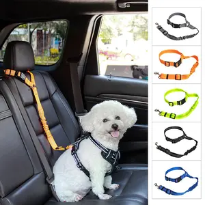 Dog Car Seat Belt Set - Retractable Adjustable Pet Seatbelts for Vehicle Headrests - Heavy Duty, Elastic & Durable Car Harness for Dogs
