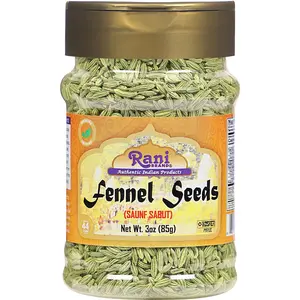 Rani Fennel Seeds (Saunf Sabut) Whole Spice 3oz (85g) PET Jar ~ All Natural | Gluten Friendly | NON-GMO | Kosher | Vegan | Indian Origin