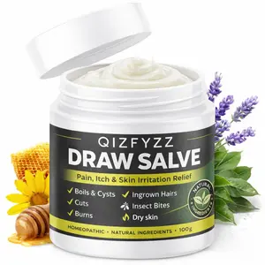 Draw Salve Ointment for Boils, Cysts & Ingrown Hairs with Honey, Herbal Extracts & Natural Ingredients – Skin Irritation, Itch & Dry Skin Relief – Soothing Support for Cuts, Burns & Insect Bites – 100g Jar