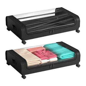 UFORU Large-capacity multi-piece wheeled storage box with silent wheels. Thickened transparent PVC is dustproof, moisture-resistant and durable. It can be used as an underbed drawer to store sundries, suitable for multiple scenarios.