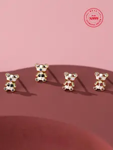 S999 Sterling Silver Cute Bear Design Stud Earrings, Fashionable Stud Earrings for Women & Girls, Trendy All-match & Exquisite Jewelry for Birthday Gift, Studs Earrings