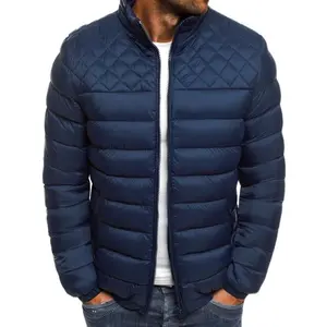 Men's Cotton Jacket European and American Style Solid Color Stand Collar Casual Warm Cotton Coat Trendy Men's Cotton Padded Jacket Outerwear