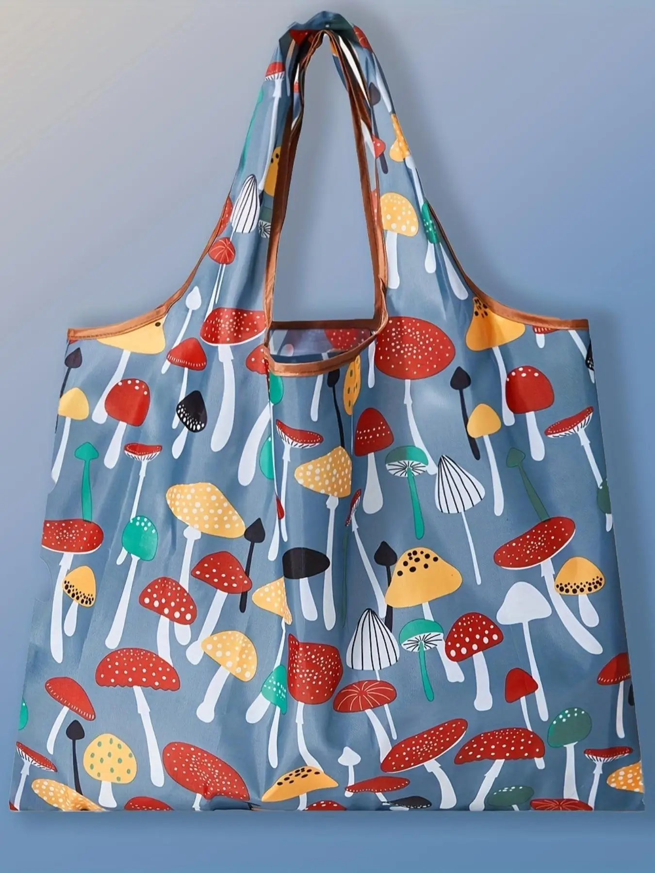 Mushroom Pattern Shopping Bag, Large Capacity Shoulder Bag for Women, Waterproof Foldable Tote Bag for Outdoor