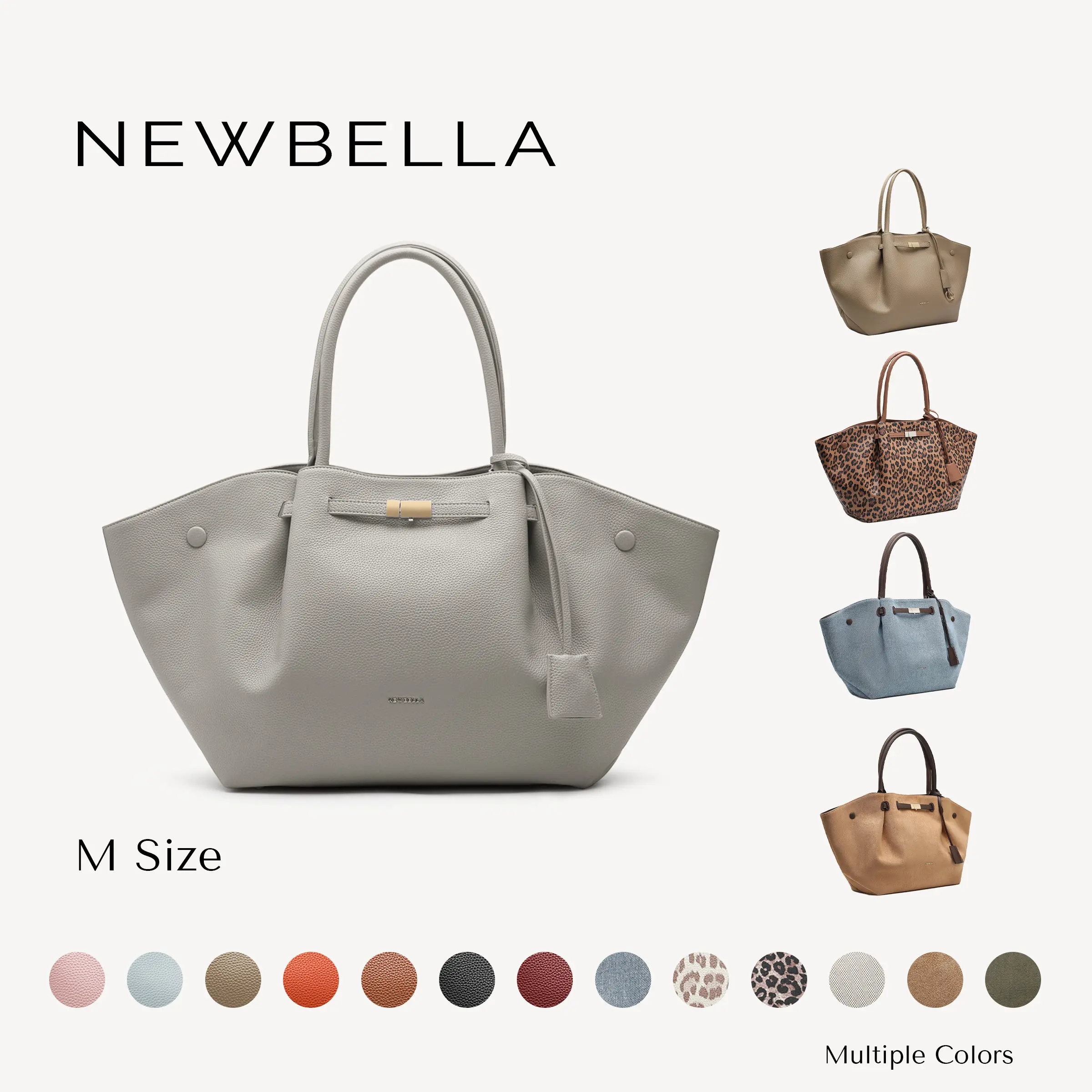 NEWBELLA Marella M Collapsible PU Leather Tote Bag with Magnetic Closure and Luggage Sleeve for Work and Travel #sohoch