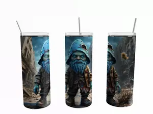 City Street Zombie Gnome 20 oz Tumbler Gnomster Collection Vacuum Insulated Double Stainless-steel Wall Tumblers Hot Cold Drink Washable Re-Usable Portable Coffee Go-Cup Flask Lid Straw Stylish Water Bottles Drinkware Bottles Reusable Scary Mug Bottled