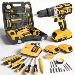 Fotrix 21V Lightweight Rechargeable Lithium Cordless Drill Driver Kit - Wireless Drill Kit with 2 Batteries, Hex Shank Tool, Screwdriver Set for Home Repair, DIY Projects (DIY Power Tools)