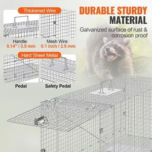 VEVOR Live Animal Cage, 24x 8x 8 Humane Cat Cage Galvanized Iron, Folding Animal Cage with HandleVEVOR Super Brand Day