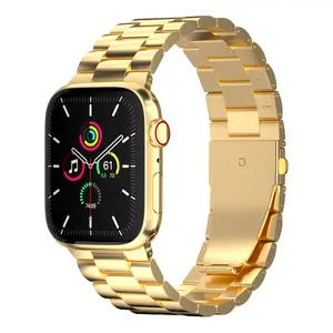 Extra-thin 2mm The Unique Beauty of apple watch metel Stainless Steel Bracelet Strap Band, popular new Upgraded Solid Business Stainless Accessories Replacement Wristband ultra 1 2 steel band hot sale Compatible with Apple Watch iwatch band strap Wearable