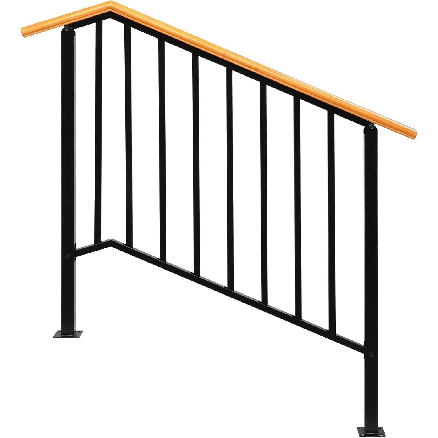 【Summervibes】Outvihome Outdoor Stair Railing, Fits 1-4 Steps Transitional Wrought Iron Handrail, Handrails for Outdoor Steps with Installation Kit for Concrete or Wooden Stairs
