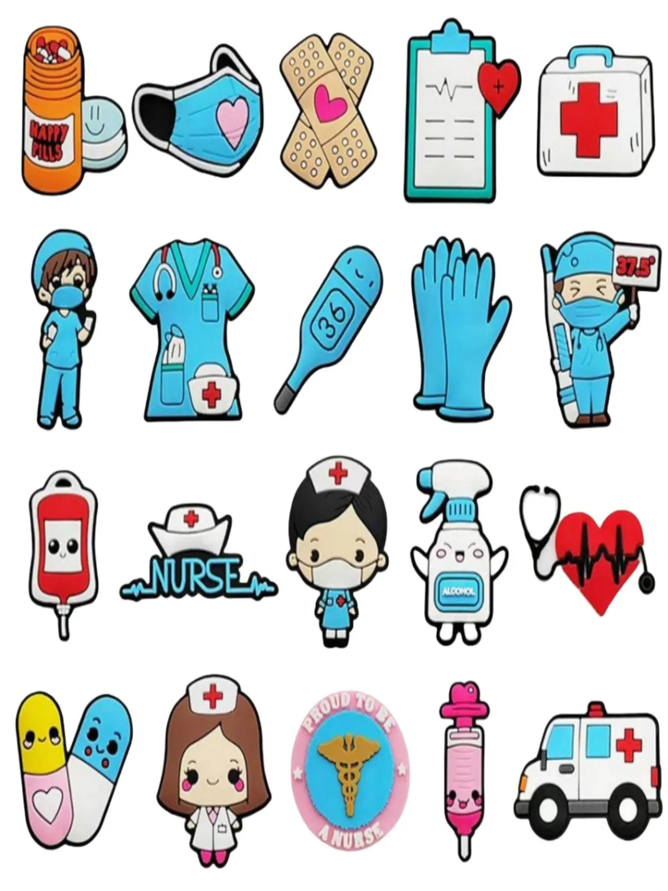 Cute Nurse Themed Shoe Charm Set, Shoe Embellishment Set, Fashionable Shoes Decorations for Women & Girls, Shoes Accessories for Clogs, Shoes Decorations, Shoe Charms For Shoes