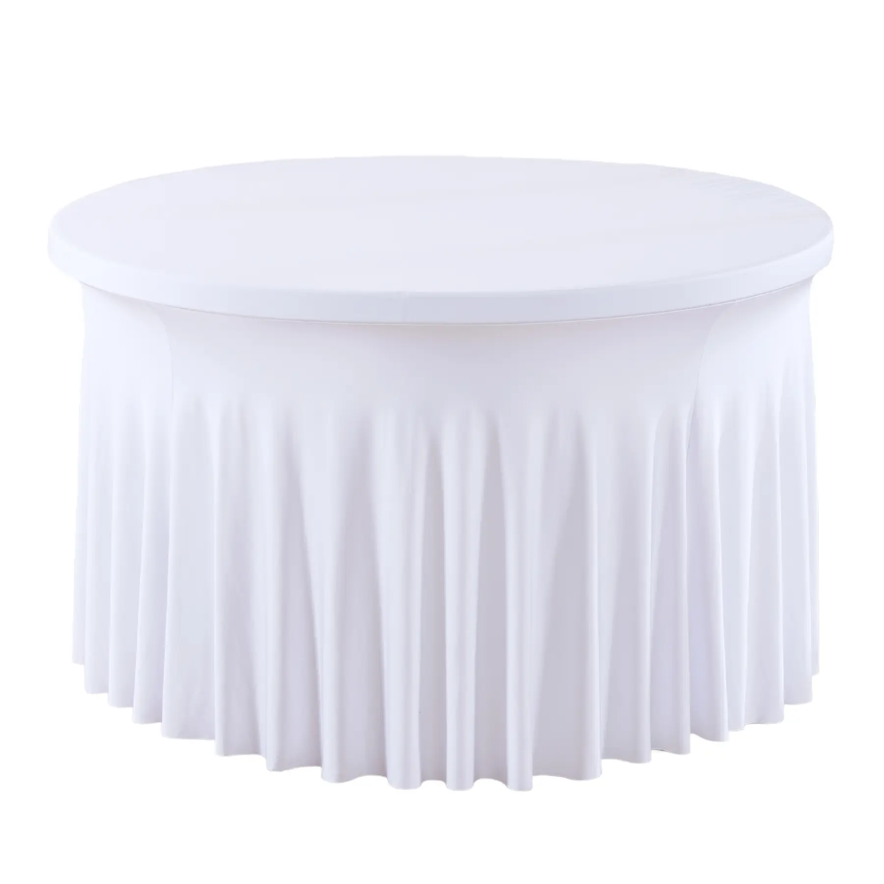 4/5/6 FT Round Spandex Tablecloth, Wrinkle-Free, Reusable, Stretch-Fitted Table Cover with Skirt for Weddings, Birthdays, Banquets, and Valentine's Day Parties