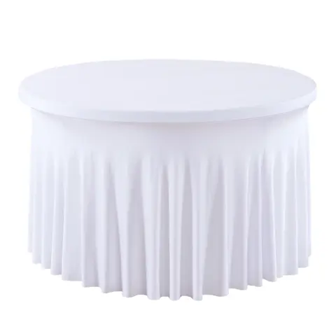 4/5/6 FT Round Spandex Tablecloth, Wrinkle-Free, Reusable, Stretch-Fitted Table Cover with Skirt for Weddings, Birthdays, Banquets, and Valentine's Day Parties halloween decor 2026,halloween decor