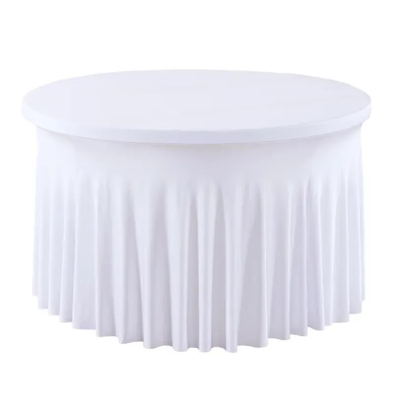4/5/6 FT Round Spandex Tablecloth, Wrinkle-Free, Reusable, Stretch-Fitted Table Cover with Skirt for Weddings, Birthdays, Banquets, and Valentine's Day Parties halloween decor 2026,halloween decor