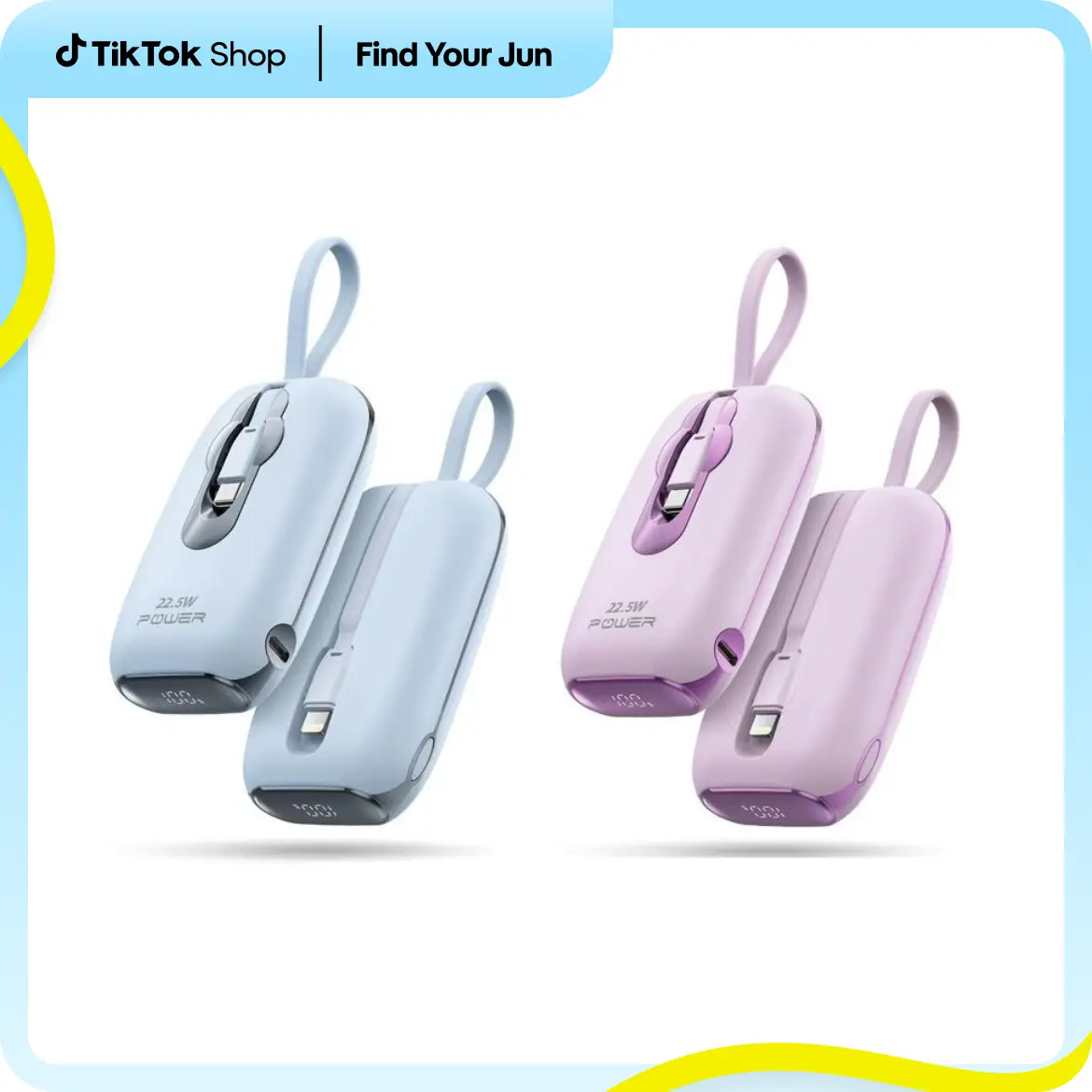 Portable power bank for iPhone with Two Built in Cables, 22.5W Max Fast Charging USB C and Lighting Charging Port, Outdoorfun Product